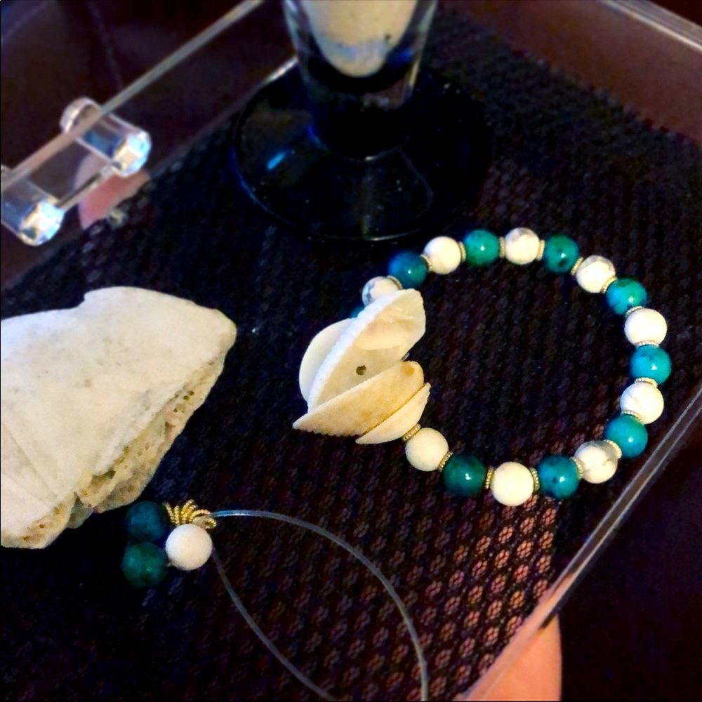 Handmade jasper, seashell bracelet